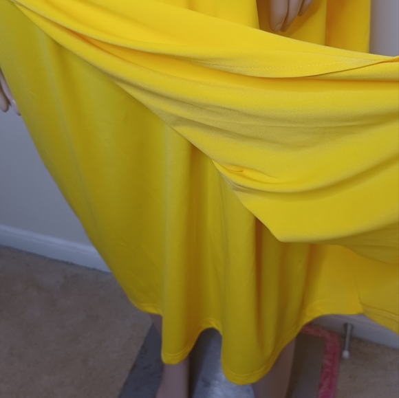 KOJOOIN Women Yellow Plus Size Off The Shoulder Ruched Bodycon Dress Size 4X NWT - Picture 7 of 12